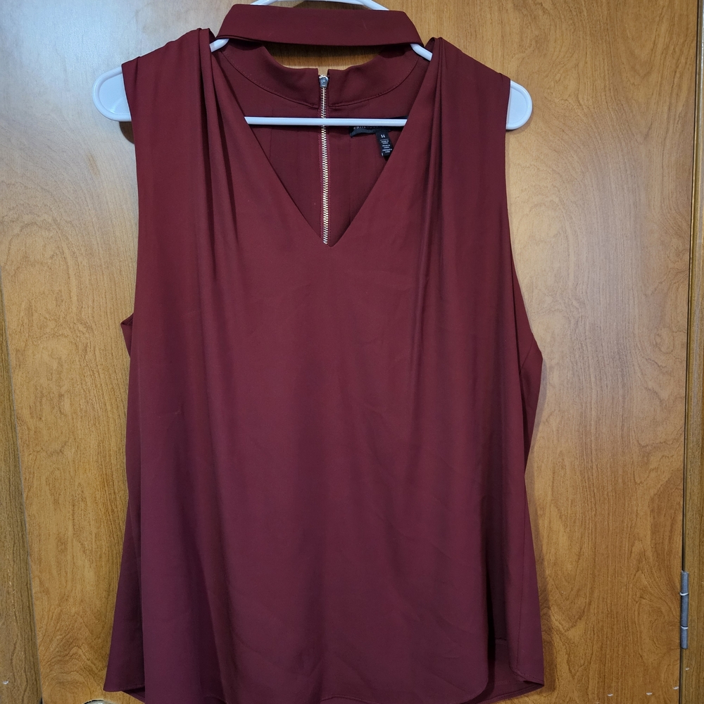 White House Black Market Burgundy Sleeveless Top